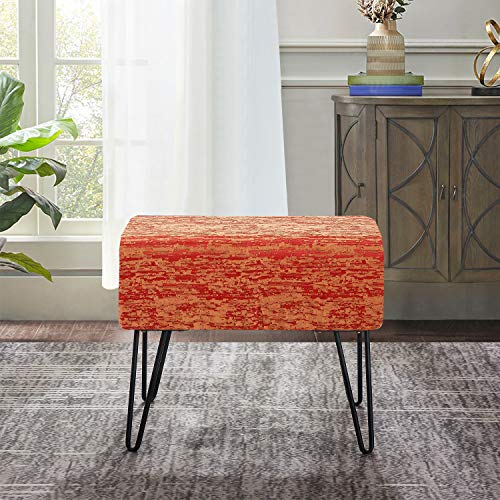 Home Soft Things Orange Jacquard Ottoman, 19