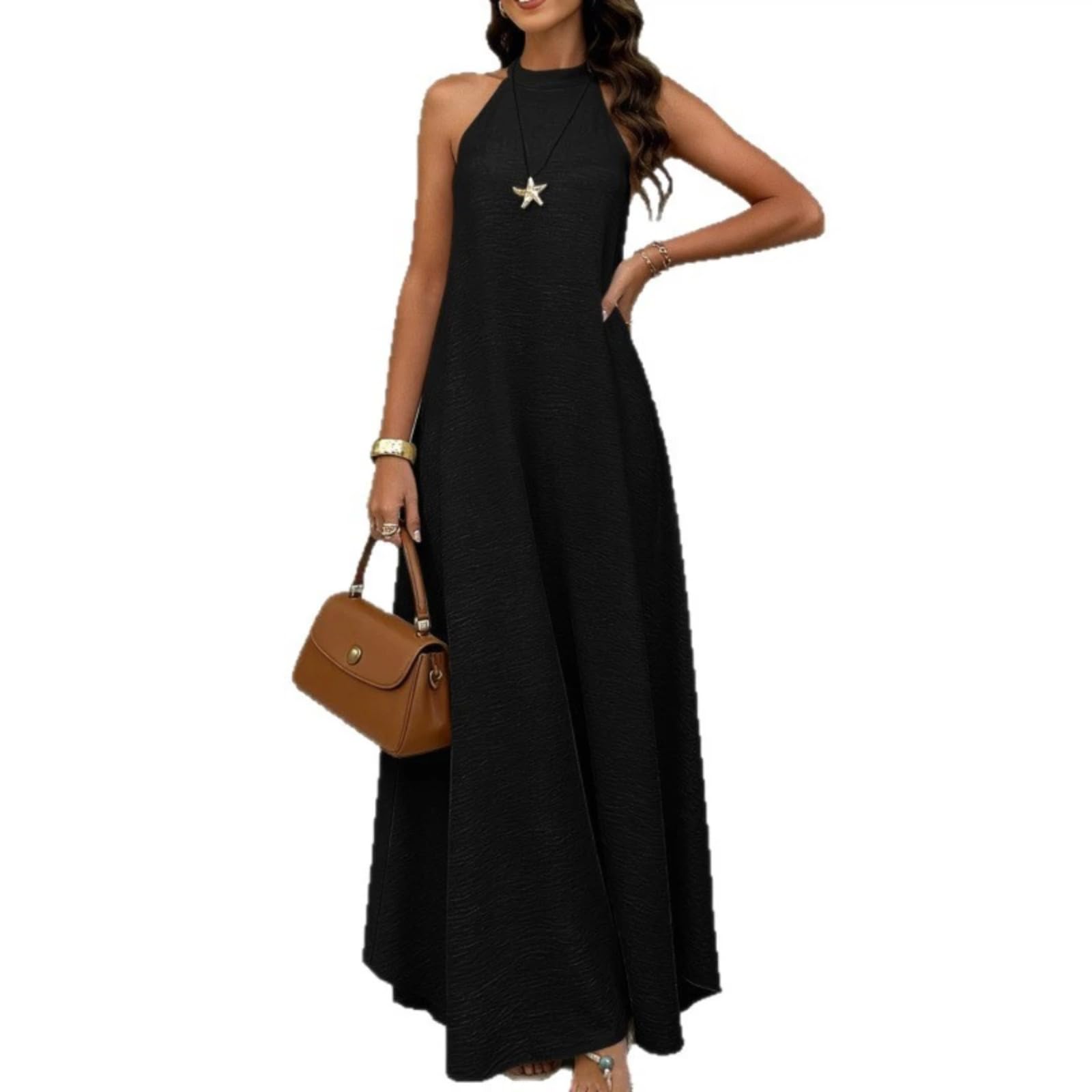 Vestido Largo Largo de Verano, sin Mangas y sin Mangas de Estilo vacacional para Mujeres
