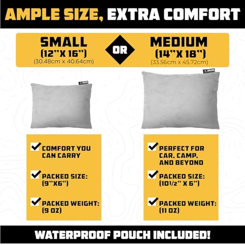 Image of Wise Owl Outfitters Camping Pillow - Camping Essentials and Travel Pillow for Airplanes, Camping, and Travel - Memory Foam Washable Pillow - Small /Medium