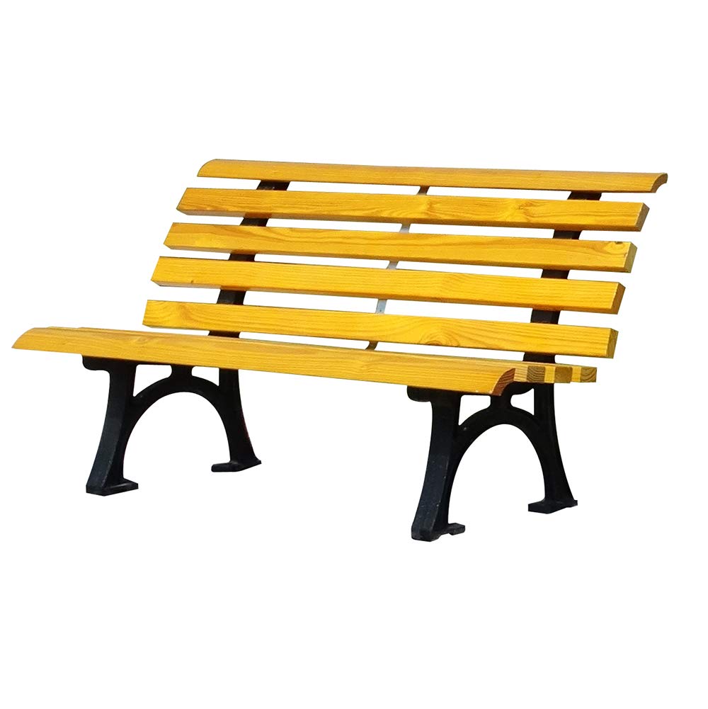 Banco de jardín para terraza, Banco de Exterior, Banco Infantil con Respaldo, Silla de jardín, Capacidad para 2-3 Personas, Banco de jardín de Hierro Fundido anticorrosivo de Madera Maciza,