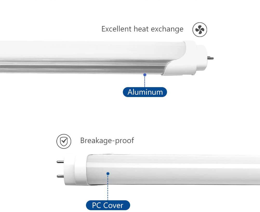 SET 10 Tubo Neon Led 120 cm 18W Attacco T8 Luce Bianco FREDDO 6000-6500 K 1980 Lumen Equivalente 200 Watt Copertura Opaca