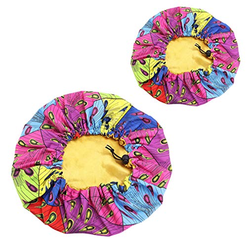 Comvip Bedruckte Nachtmütze Satin Pflege Haar Schlafhut Damen Mädchen Gr. One size, 2 Stück, mehrfarbig Cover
