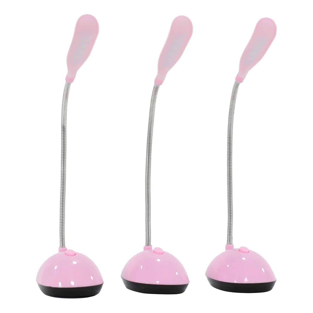 Lawazim Extendable Mini Desk Lamp-3 Piece Pink- Portable Flexible Adjustable Compact Battery Eye-caring LED for Reading Study Tasks Kids Children in Dorm Room Home Office Bedside on Nightstands Table