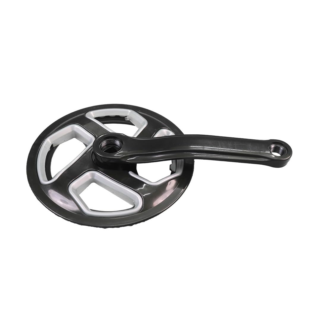 Suncross 42T Steel Chainwheel Crankset | 170mm Crank Arm Set | Black | Full Chain Guard | Fits 1/2 x 1/8 Chains | Single Speed Bicycle Compatible | Cotterless Design-image-11