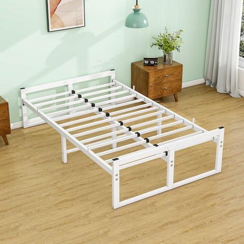 VECOCHO Bett120x200 cm,Bettgestell 120x200 mit Lattenrost aus Metall,Metallbett 120x200 cm mit Stauraum-32cm Hoch,Gästebett Doppelbett...