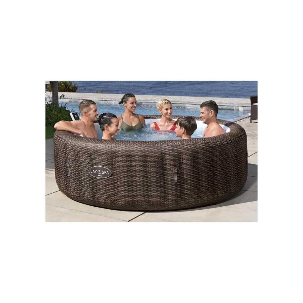 85"x28"/2.16mx71cm Bali MaxHold EnergySense UltraFit Smart AirJet 7 Rond en rotin Marron