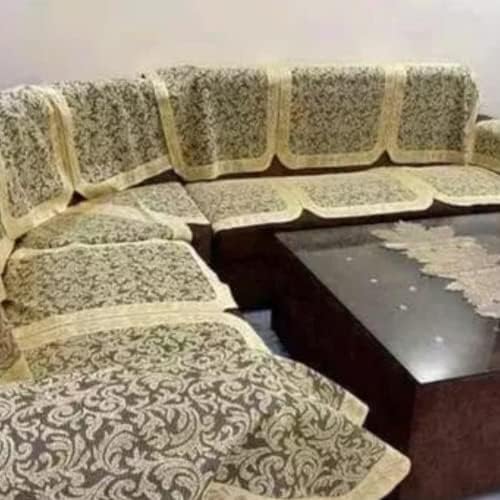 BALLEY L Shape Sofa Cover 7 Seater Stylish Modern Design (Blue