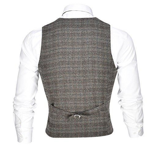 VOBOOM Men's V-Neck Suit Vest Casual Slim Fit Dress 6 Button Waistcoat3