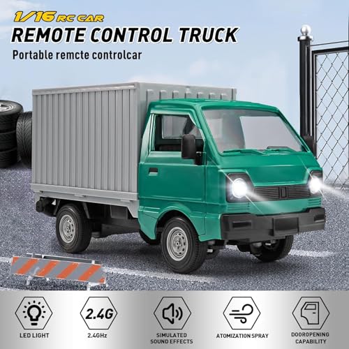 Image of RC Car 1 /16 RC Drift Car RTR Remote Control Racing Pickup Truck 2WD Truck Drift Crawler Off Road 2.4G with Spray Music and Light Vehicle Hobby Grade Toy Model for Kids and Adult (A-Green)