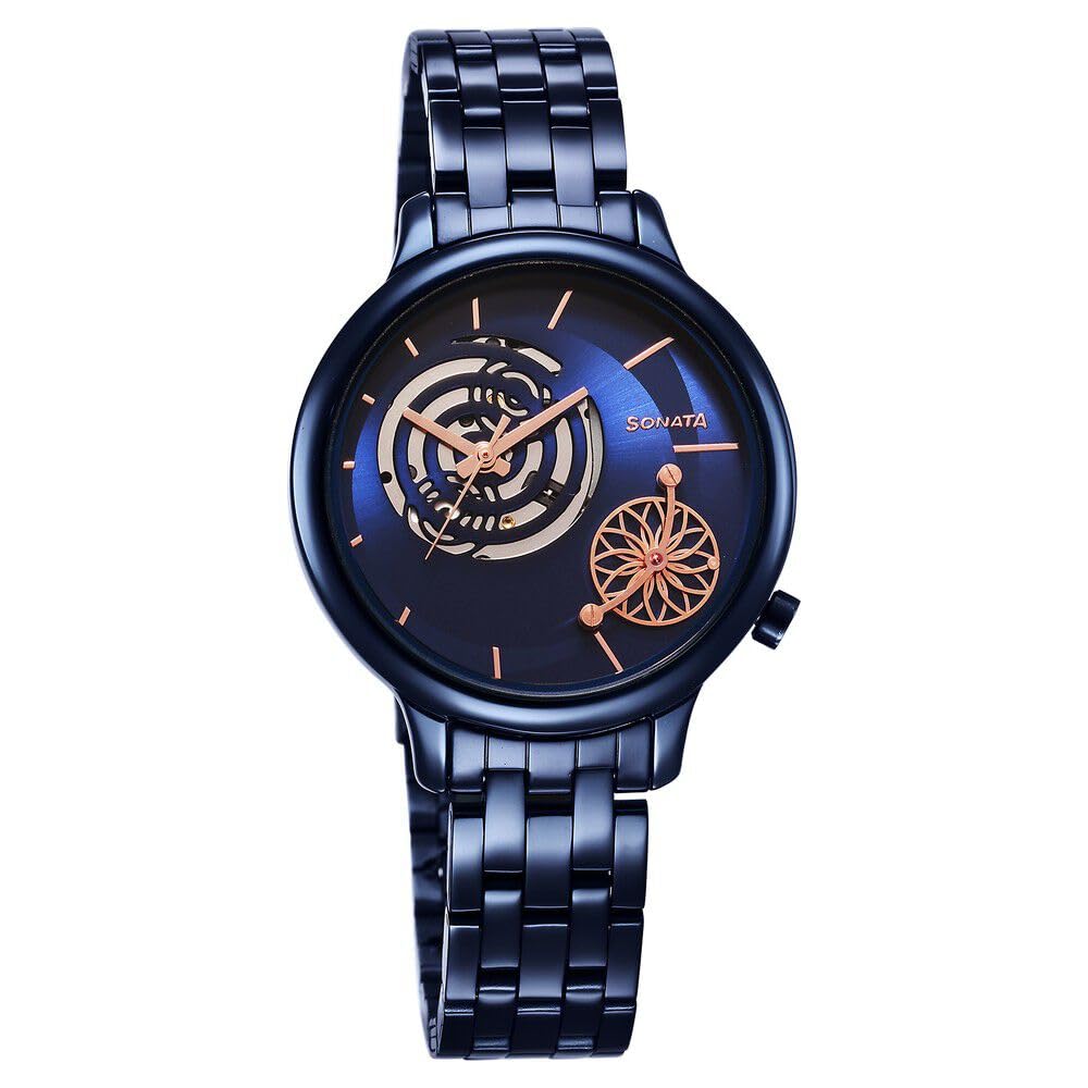 Sonata Unveil Quartz Analog Blue Dial Metal Strap Watch for Women-8190QM04 (B0CRHR1H3P) Amazon Price History, Amazon Price Tracker