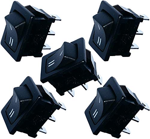 AERZETIX: 5x Interruptor conmutador basculantes de botn SPDT ON-ON 10A/250V 16A/12V, 2 posiciones, Negro C10714