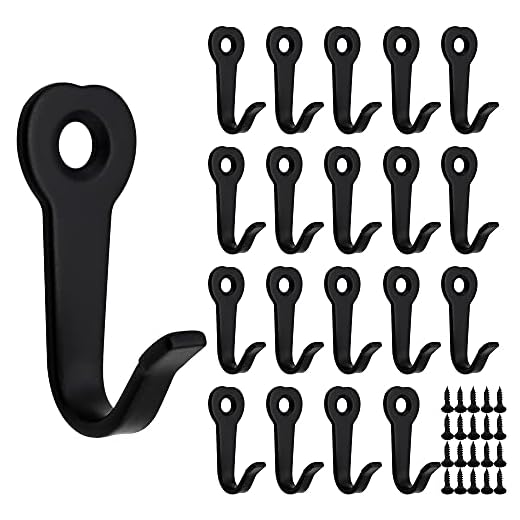 JPGhaha 20 Forma de Corazón Ganchos Individuale con Tornillos Colgador Perchero de Pared Metálico sin Óxido para Colgar Ropa de pared Diseño Clásico Negro Mate