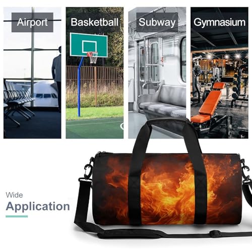 Roaring Flame Gym Bag for Men Women, Sturdy Oxford Cloth Travel Bags with Removable Shoulder Strap, Waterproof Duffel Bag for Fitness, Travel, Yoga3