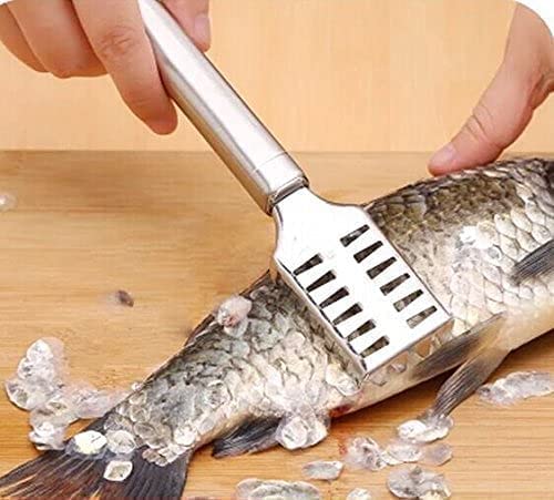 Flexi MadhavFish Scale Remover Fish Scales Scraper with 304 Stainless Steel Saw Tooth for Fast Scales Peeling, Silver