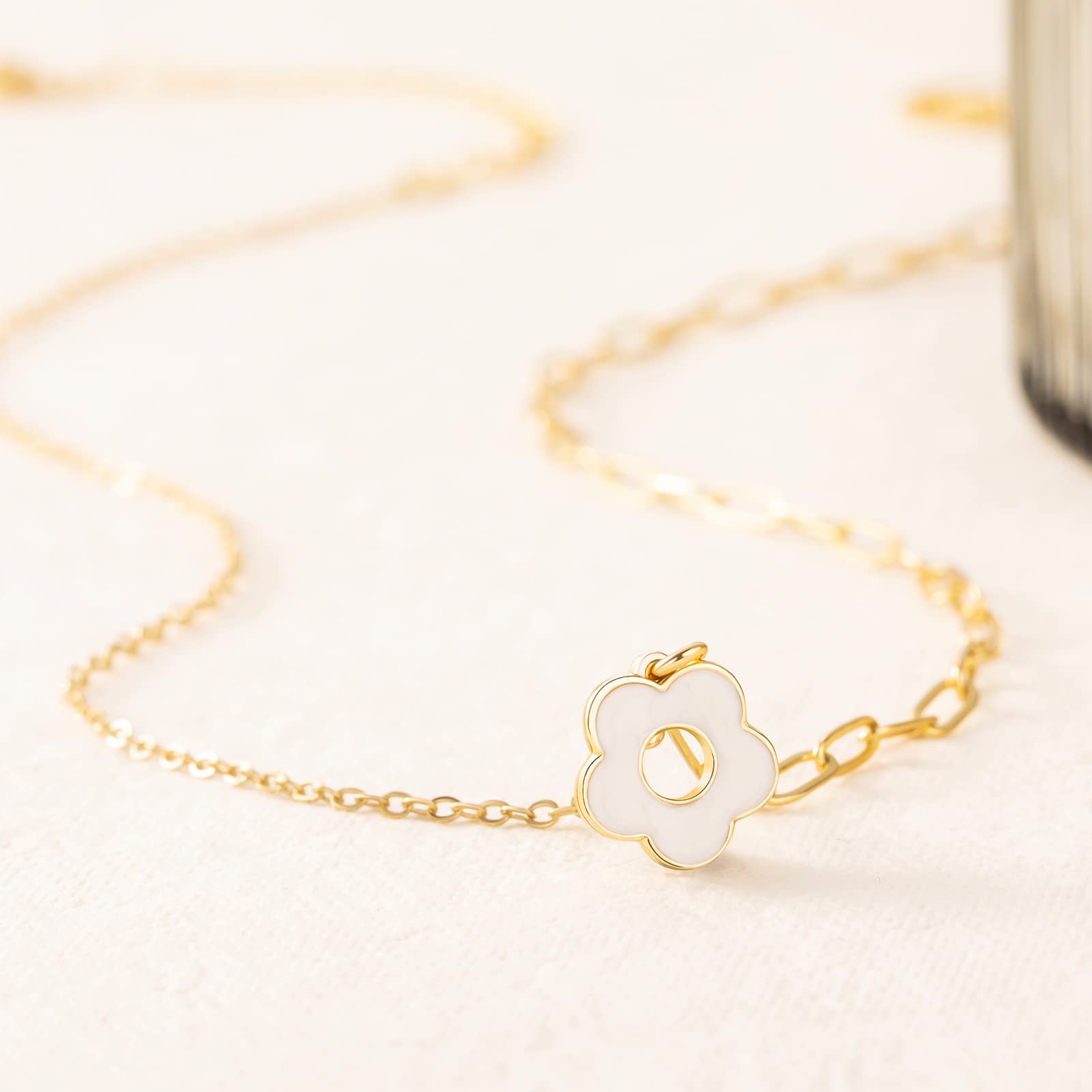 LANE WOODS Paperclip Necklace Pendant: 14K Gold Plated Dainty Link Chain Jewelry for Women