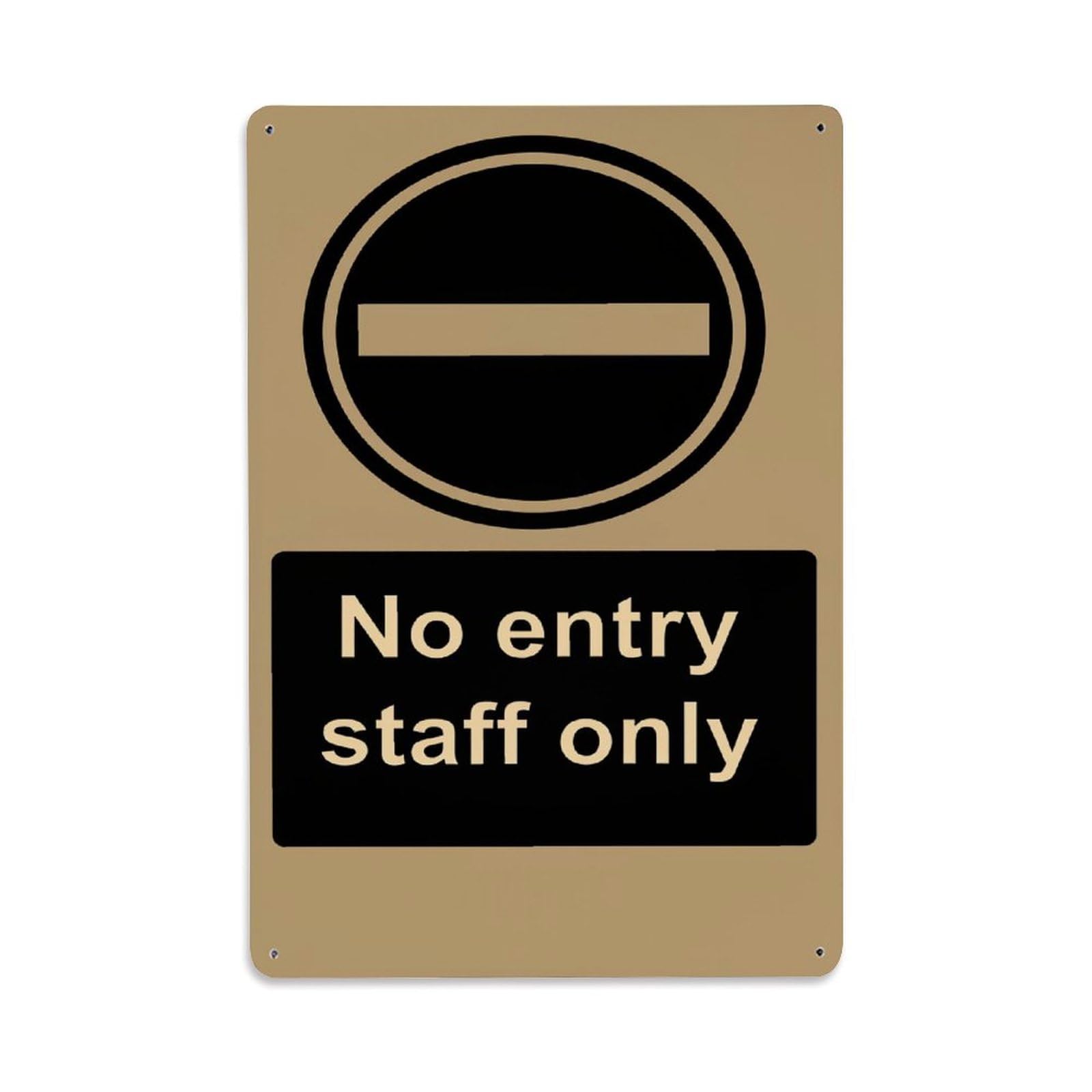 Enderetf Vintage No Entry Staff Only Sign Tin Sign Metal Poster, Home Bar Garage Man Cave Cafe Indoor & Outdoor Wall Decoration 8X12inches