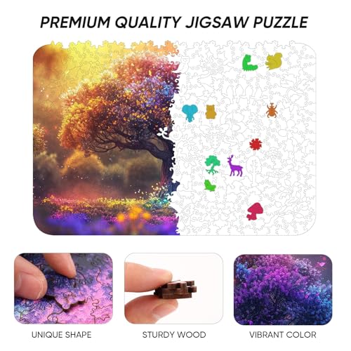 Rompecabezas de madera para adultos de 500 piezas: Árbol de la Vida | Decoración para el hogar, piezas únicas certificadas FSC, regalo creativo para juegos en familia, 18,3 x 12,6 pulgadas miniatura 3