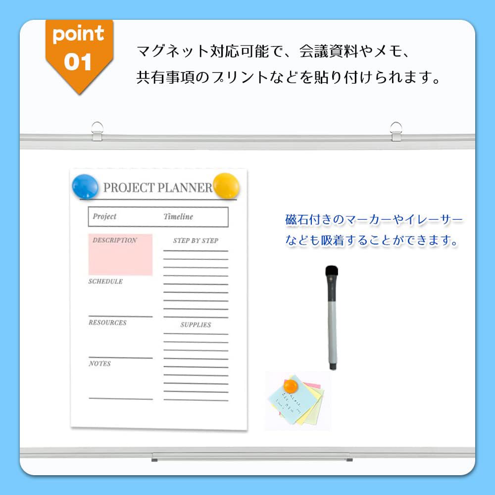 Amazon | 【最短翌日配達可】ホーロー壁掛けホワイトボード 1800×900mm