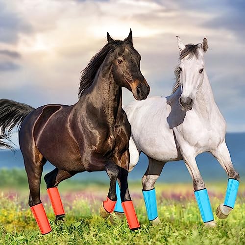 Image of Sweetude Set of 16 Mesh Fly Boots for Horse Breathable Mesh Horse Boots Protective Leg Wraps for Preventing Flies and Mosquitoes Bites(Orange, Pink, Blue and Dutch Green,)