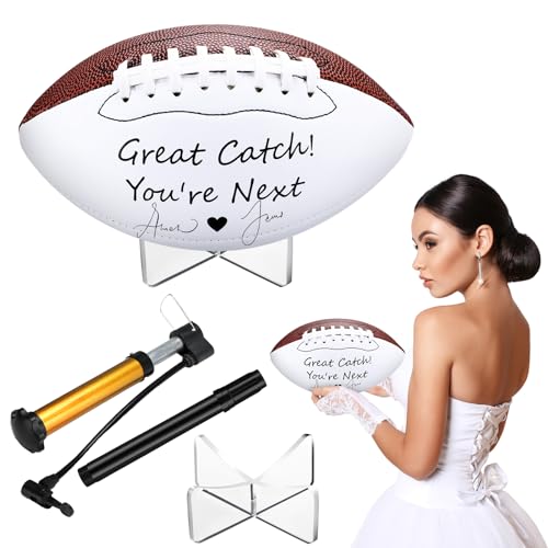 Liliful Wedding Football Autograph Football with 1 Stand 1 Signature Pen 1 Pump for Wedding Reception Game Favor(Mini Size 6 Inch)