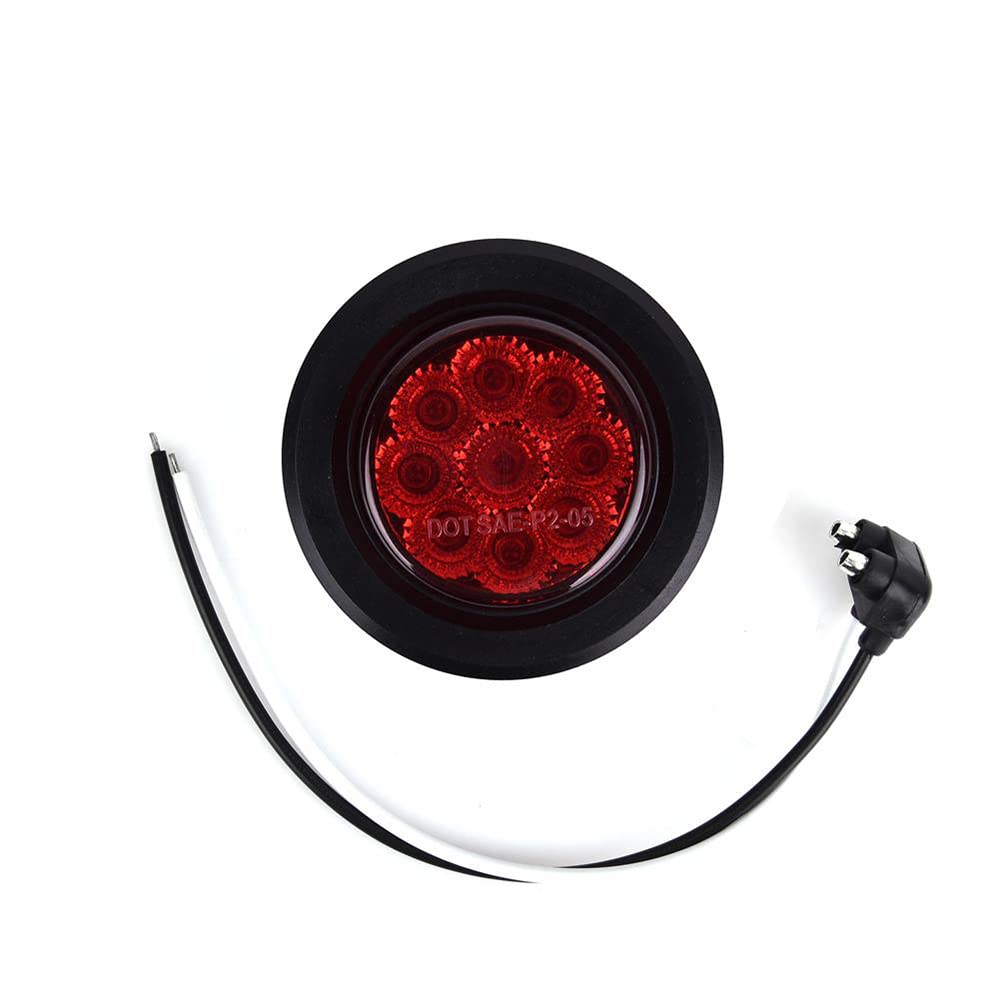 MaxxHaul 2 In. LED Round Clearance Side Marker Light Red With Grommet - Foto 5