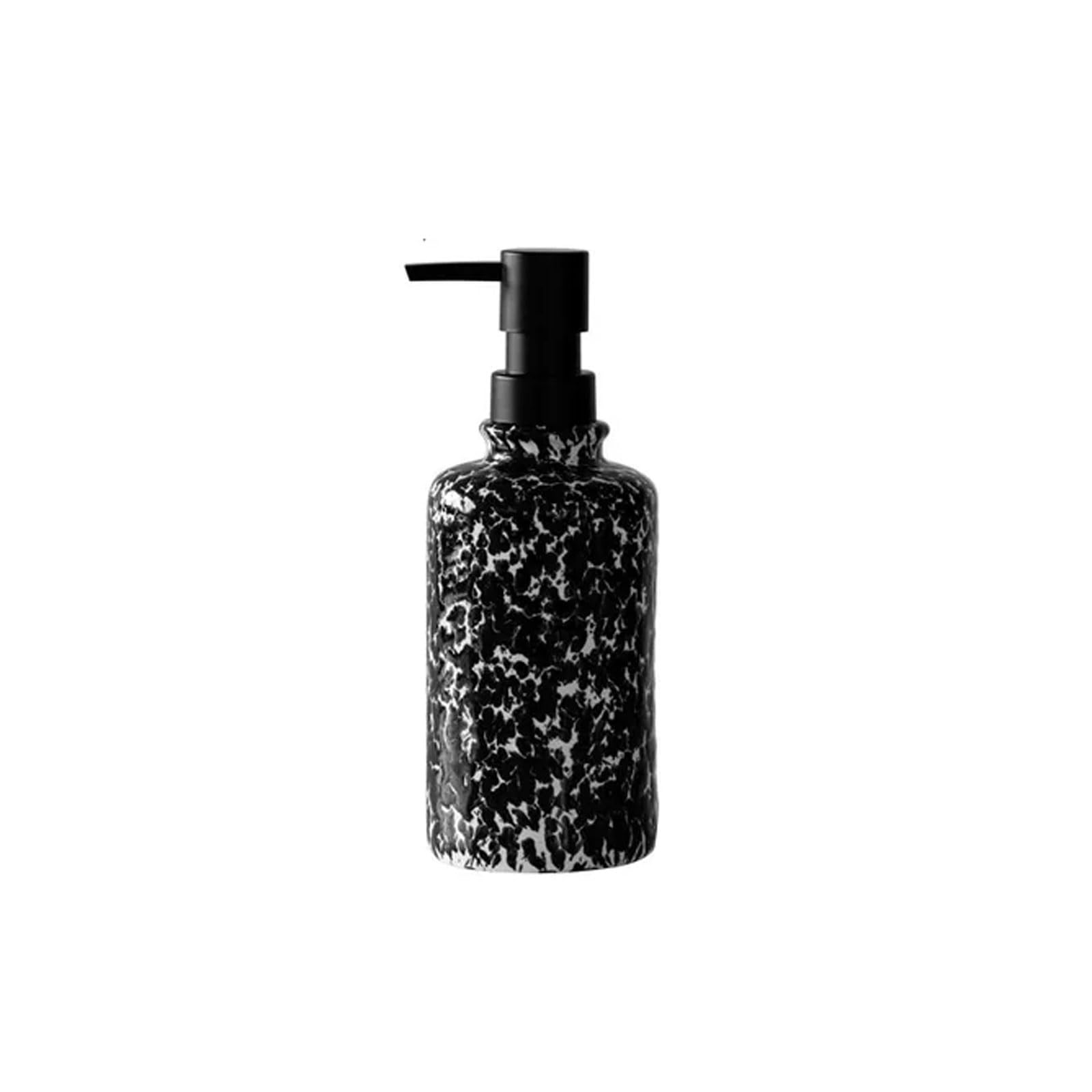 12.1oz Ceramic Soap Dispenser White Minimalist Lotion Bottle, Countertop for Bathroom Kitchen Home(Nero)