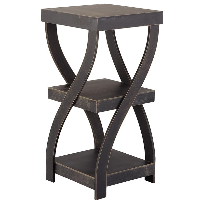 Distressed Twisted Wood Accent Table - Distressed Black