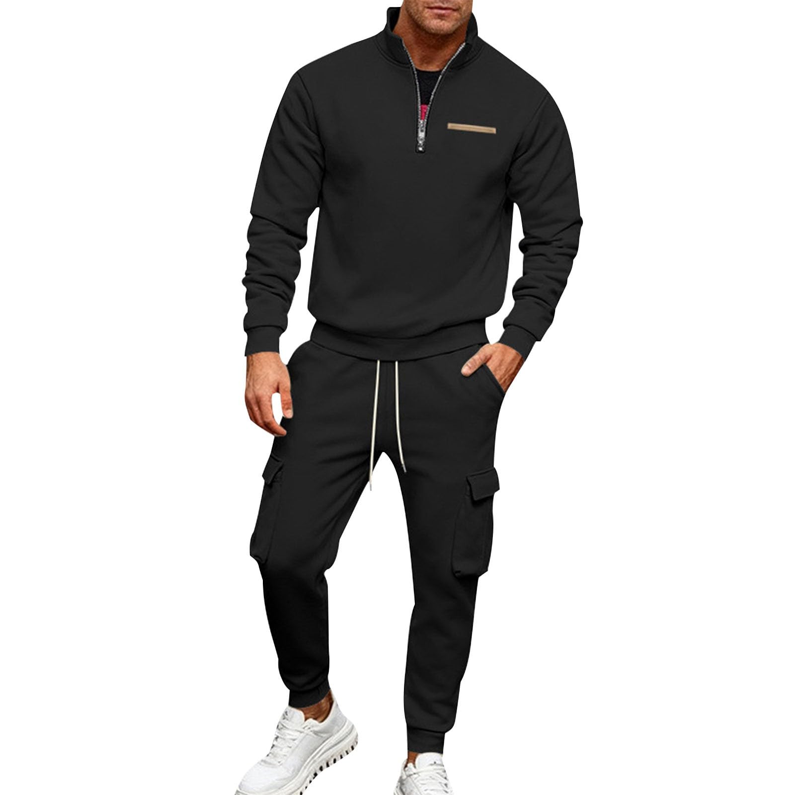 Conjunto deportivo de 2 piezas para hombre con media cremallera y