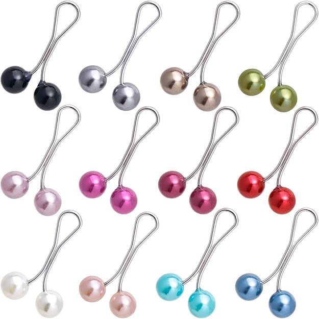 Hijab Pins Cute Crystal Rhinestone Ball Pearl Brooch Pins Headscarf Shawl Scarf Muslim Hijab Scarf Clips Safety Pins Buttons Wedding Dress Decorative 12 (Hijab Silver Button)