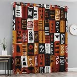 Generisch Verdunklungsvorhänge Afrikanischer Stamm, Vorhänge Patchwork Schlammtuch für Schlafzimmer Wohnzimmer Deko, Gardinen mit Ösen 160 X 132 cm (H x B), 2er Set Vorhang Blickdicht X& 184