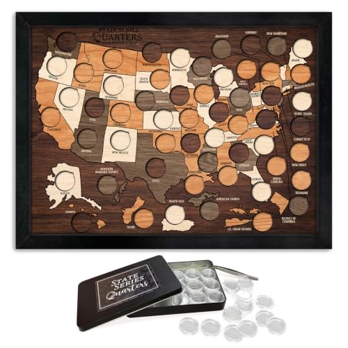 State Quarter Collection Map Display, 16x12, National Parks Quarter Map
