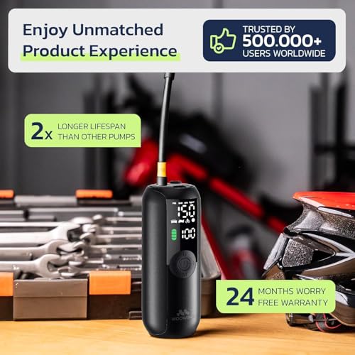 Bike Pump Portable Air Compressor, Tire Inflator for Car, 1 Minute Inflation, 150PSI Air Pump for Car Tires, Bikes, Motorcycles, Balls - with Digital