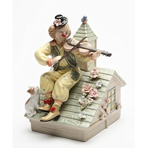 Cosmos Gifts Porcelain Fiddling Clown with Cat Figurine Cover