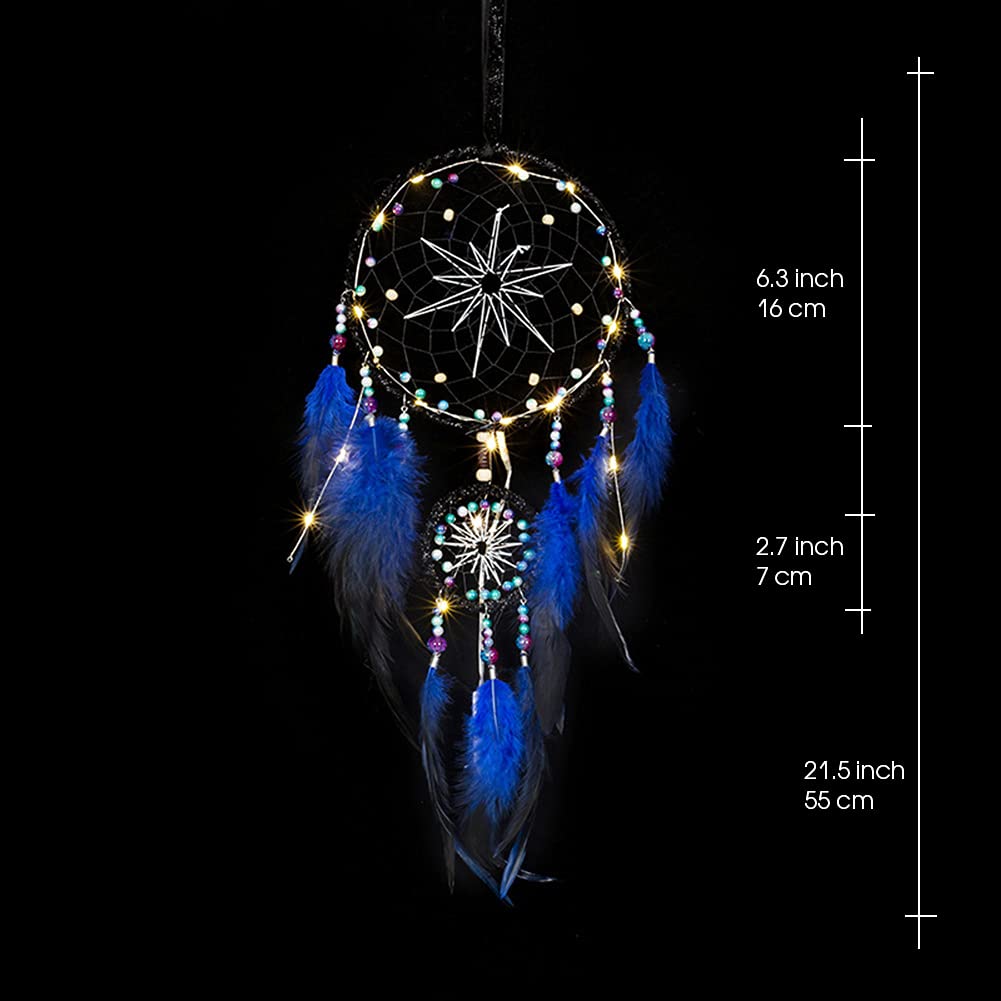 Blue Tree Of Life Dream Catcher - Handmade Wall Hanging With Feathers, 29 Inches, For Home Decor & Gifts - View #6