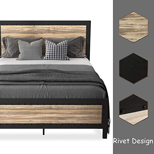 image for SHA CERLIN Heavy Duty Full Size Bed Frame / Metal Platform Bed with Ri