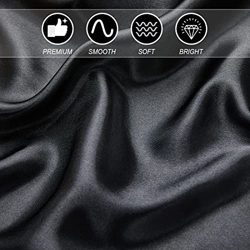 24 Pcs Satin Tablecloths And Table Runner Tablecloths 57 X 108 Inch Satin Table Runner 12 X 108 Inch Smooth Fabric Table Covers Rectangle Table Cover For Wedding Anniversary Decor (Black, Gold) #TOP2