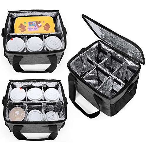 image for Trunab Reusable 6 Cups Drink Carrier for Delivery Insulated Drink Cadd