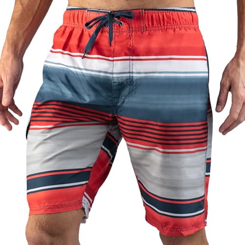 Image of Kanu Surf Men's Big Viper Extended Size Stripe Swim Trunk