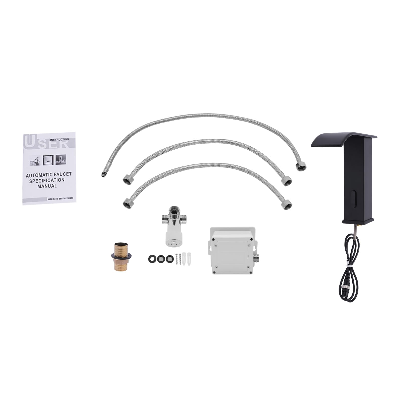 Rubinetto Automatico con Sensore a Infrarossi, Rubinetto per Lavabo Automatico, Miscelatore Lavabo Bagno Con Regolazione a Caldo e Freddo, Distanza di rilevamento 5cm, 0-80°C