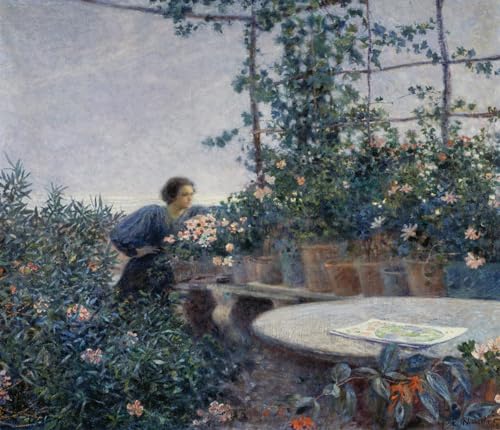 Imprimé sur toile le soir de Plinio Nomellini, affiche art décoratif grand format 60x90cm