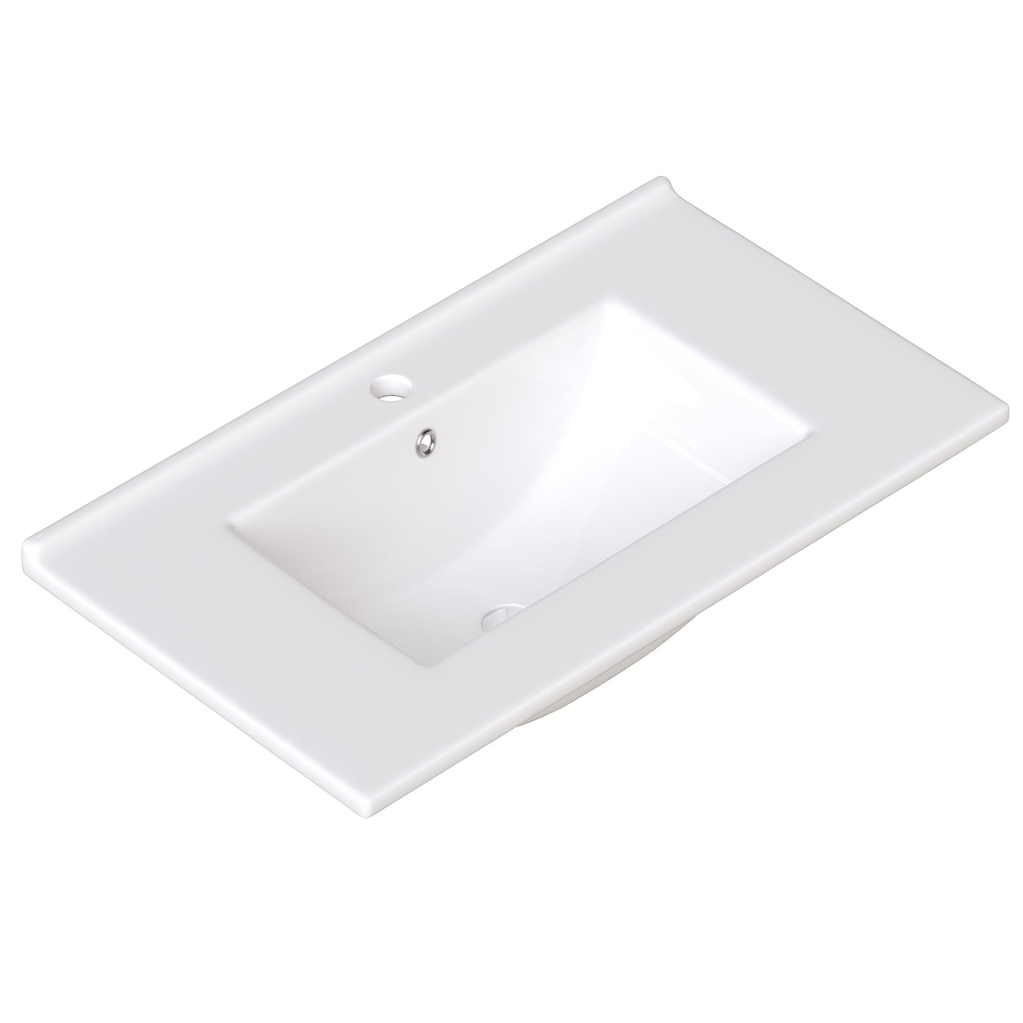 Armario para lavabo de baño, 76,5 x 47 x 87,5 cm, con lavabo de cerámica, asas doradas, antibacteriano, color blanco, con orificio de rebosadero y mucho espacio de almacenamiento