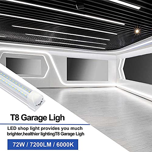 Szskying (25Pack) Led Shop Light T8,8Ft 72W Cool White 6000K Led Tube High Output,V Shape 8 Foot Led Shop Tube,T8 Led Garage Light Linkable #TOP4