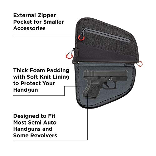 Allen Company 9 Inch Auto-Fit 2.0 Handgun Case, Heather Gray And Red, One Size #TOP2