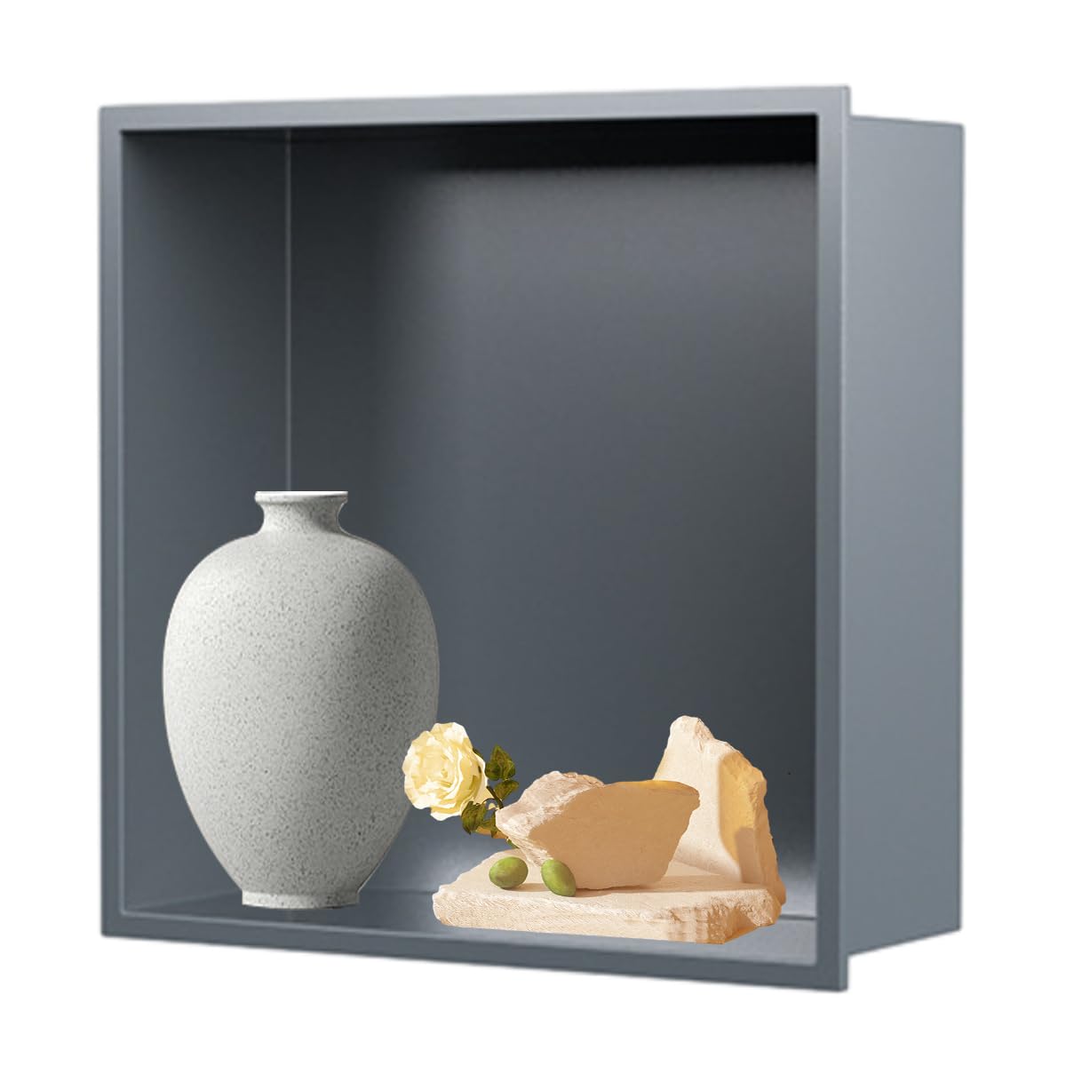 Niche de douche encastrée de luxe étanche et antirouille gris élégant