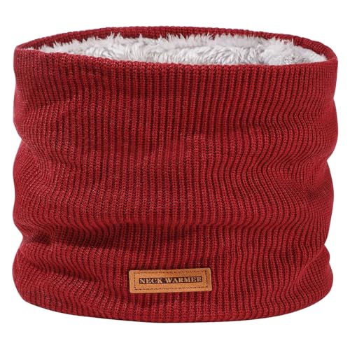 I Kua Fly Winter Halsschlauch Herren Damen Fleece Loop Schal Schlauchtuch Thermal Halswärmer Halstuch Männer Gesichtsschal Damen Winddichte Neckwarmer Scarf (Rot)