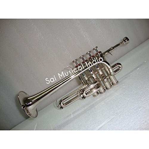 Queen Brass Top Grade Silver Nickel Piccolo Trumpet Bb Pitch Along With Mouthpiece Mi 082 #TOP14