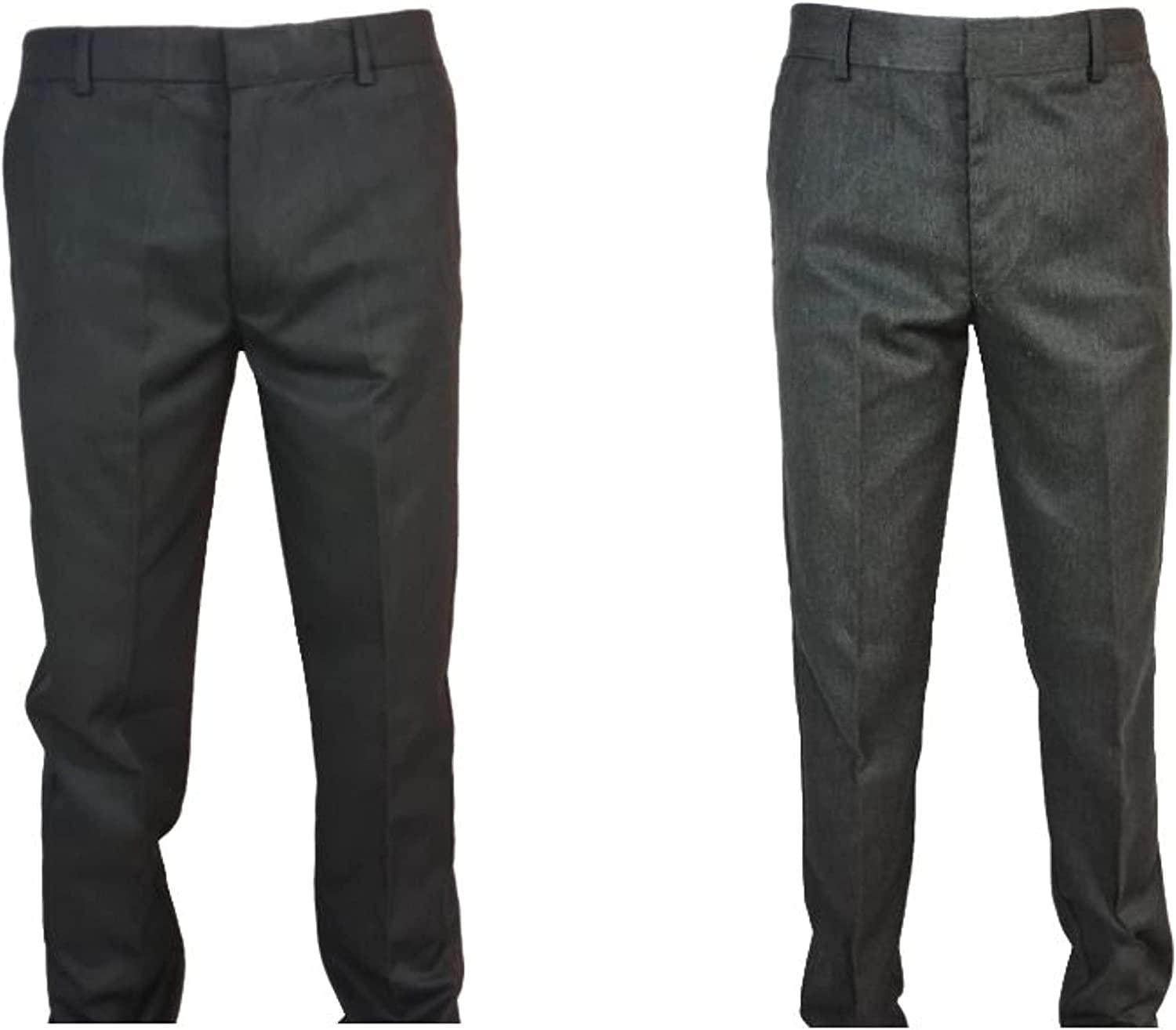 INSAFIANS Boys Slim Fit School Trousers | Half Elasticated | with Zip and Clip | Stain Resistant (as8, Age, 10_Years, 11_Years, Slim, Grey)
