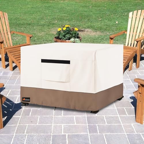 Fire Pit Cover Square, Outdoor Heavy Duty Durable 600D 100% Waterproof Tear-Resistant 42-44 Inch Fire Pit Cover, Patio Fire Pit Table Covers, Beige 44" L x 44" W x 24" H by Alickwang - Image 8