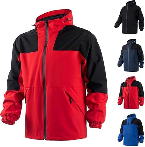 Duohropke Chubasquero para hombre impermeable con capucha extraíble, chaqueta hardshell a prueba de viento Chaquetas impermeable para bicicleta al aire libre chaqueta impermeable hombres transpirable