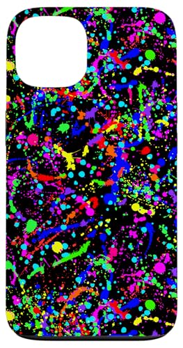 Rainbow Paint Splatter on Black Pattern Case for iPhone 13